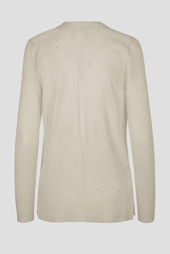 koi Essentials Kori Women's 2-Pocket Open Front Rib Knit V-Neck Scrub Cardigan - Cream - 2