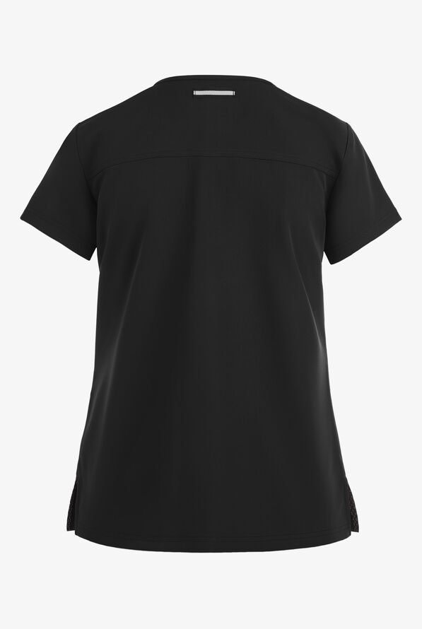 koi Next Gen Hustle and Heart Women's 3-Pocket STRETCH V-Neck Scrub Top - Black - 2