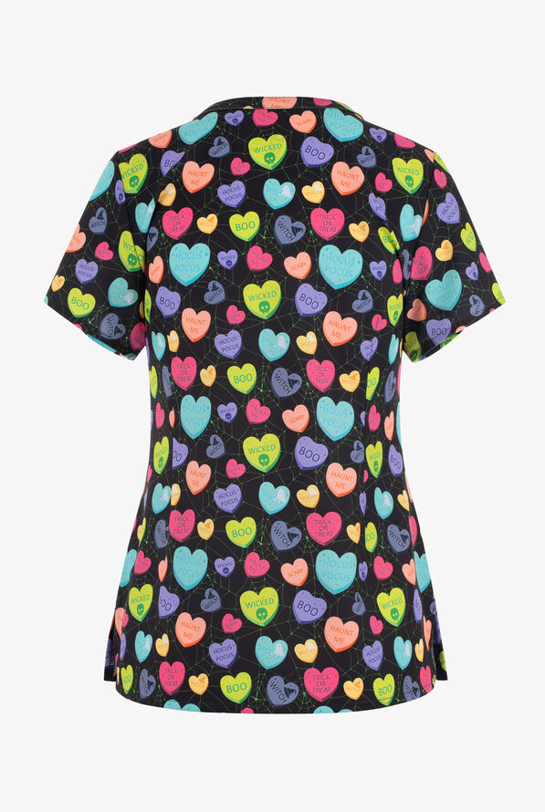 UA Exclusive Maevn My Boo Hearts Women's 3-Pocket STRETCH V-Neck Print Scrub Top - null - 2
