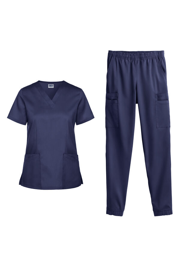 Strictly Scrubs Active Stretch Women's 10-Pocket Scrub Set - Navy - 1