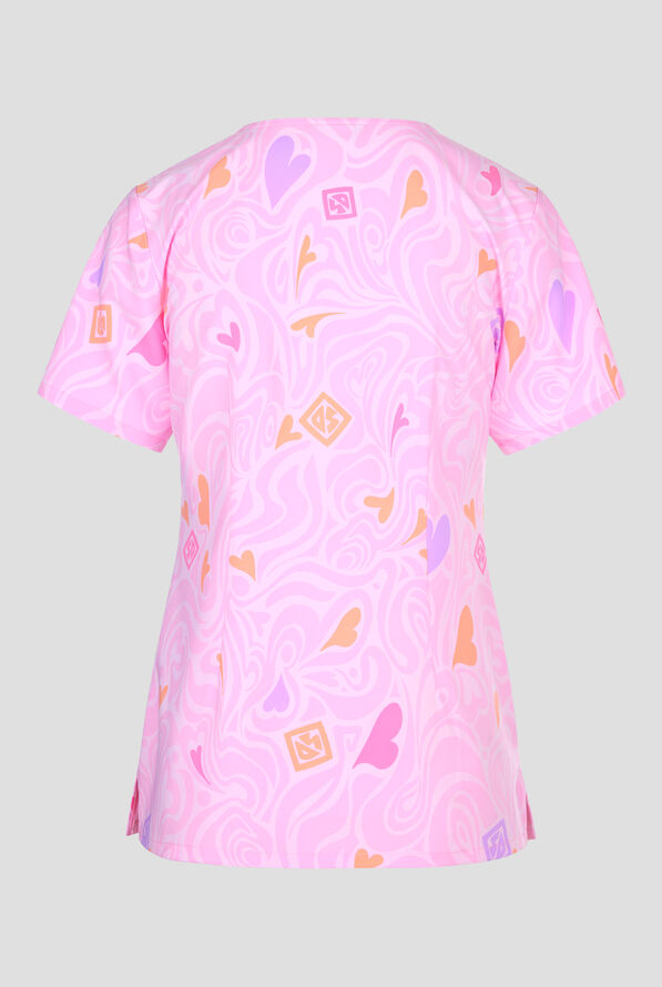 Tooniforms I Ruff You Scooby Doo Women's 2-Pocket STRETCH V-Neck Print Scrub Top - null - 2