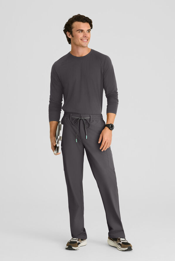 Skechers by Barco Ripstop Station Terrain Men's 6-Pocket STRETCH Straight Leg Cargo Scrub Pants - Pewter - 4