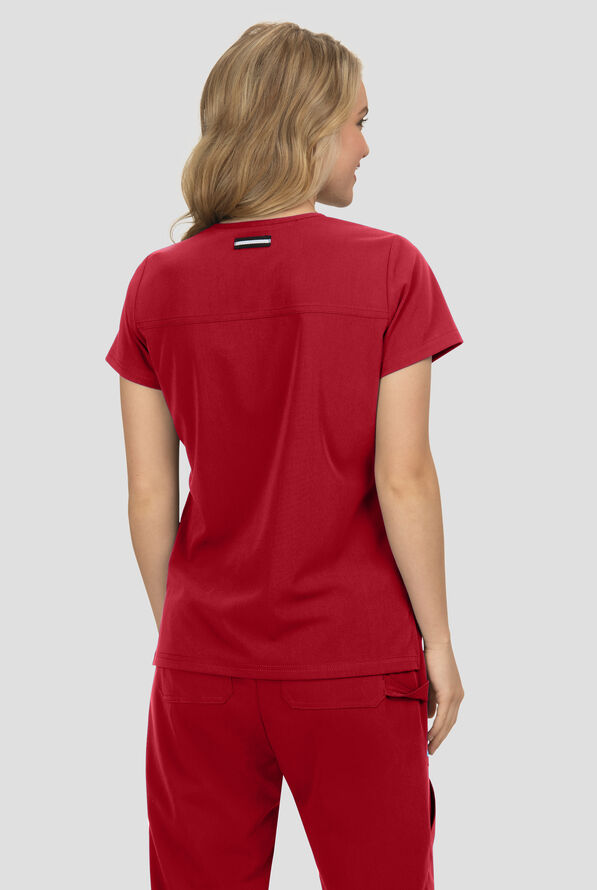 Blusa m&eacute;dica Koi Next Gen Hustle and Hear con cuello en V y 3 bolsillos para mujer - Ruby - 4