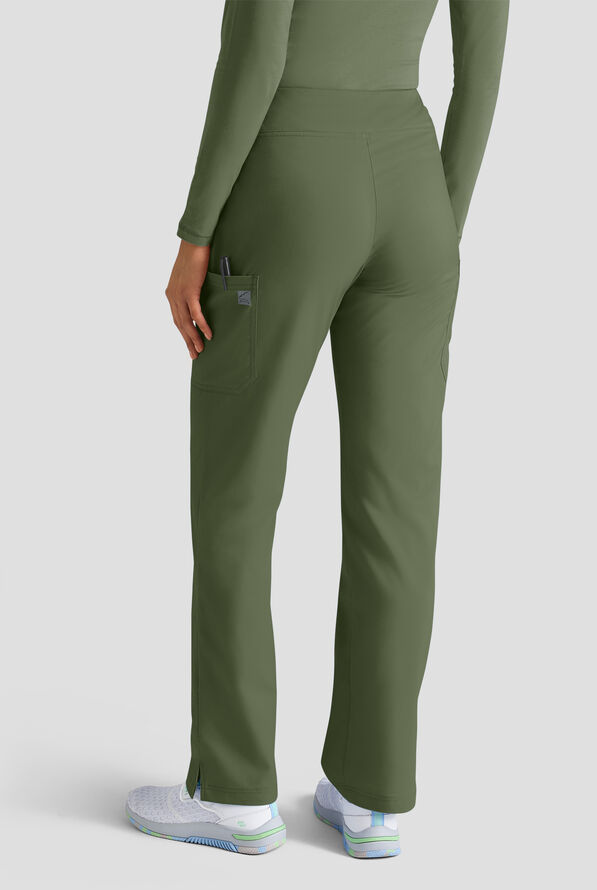 Butter-Soft STRETCH FLXTEK+ Women's 4-Pocket Knit Waistband Yoga Scrub Pants - Light Olive - 2