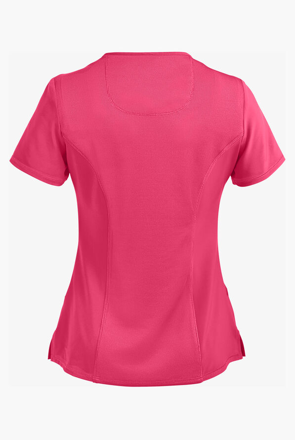 Infinity Women's 4-Pocket STRETCH Mock Wrap Scrub Top - Carmine Pink - 3