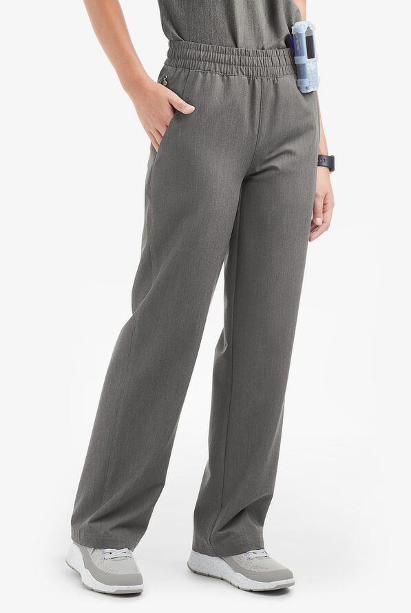 MOVEMENT by Butter-Soft Mira Women's 6-Pocket Wide Leg Scrub Pants - Graphite Heather - 1
