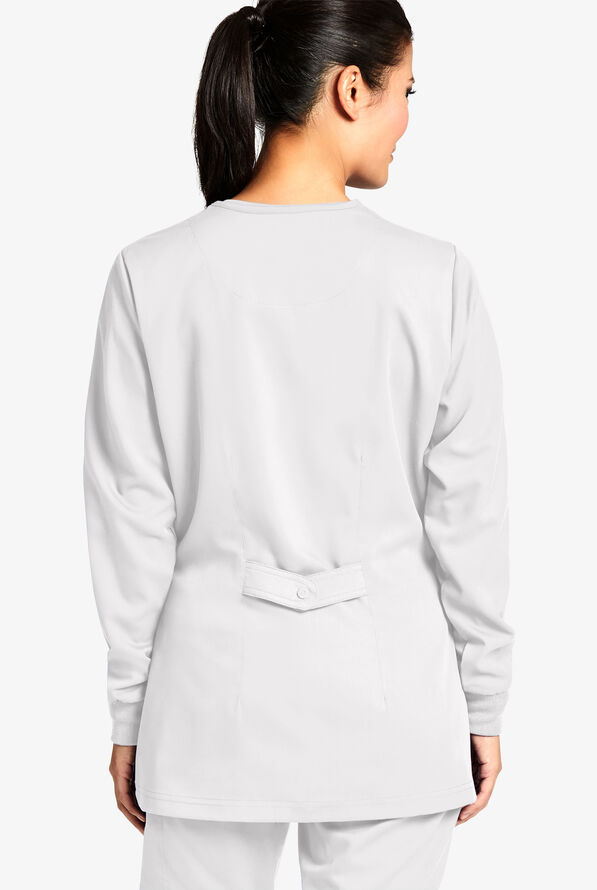 Grey's Anatomy by Barco Women's 4-Pocket Round Neck Warm-Up Scrub Jacket - White - 4