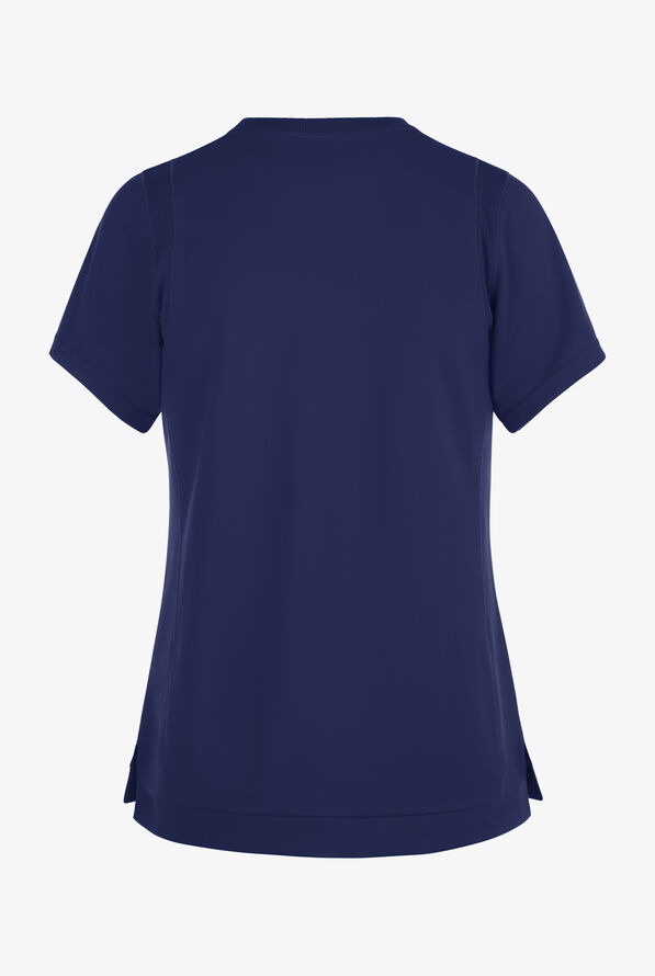 Wink Renew Knit Women's 2-Pocket STRETCH Rib-Knit Crew Neck Scrub Top - Navy - 4