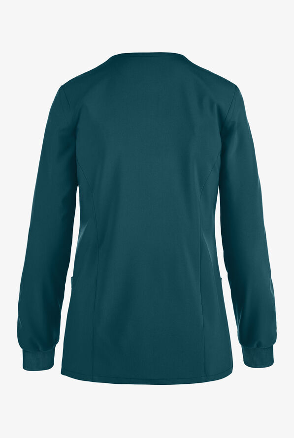 Dickies EDS Essentials Women's 2-Pocket STRETCH Snap Front Scrub Jacket - Caribbean Blue - 2
