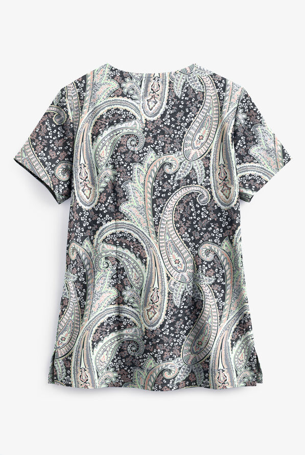 UA Butter-Soft STRETCH Floral Paisley Women's 2-Pocket V-Neck Print Scrub Top - null - 2