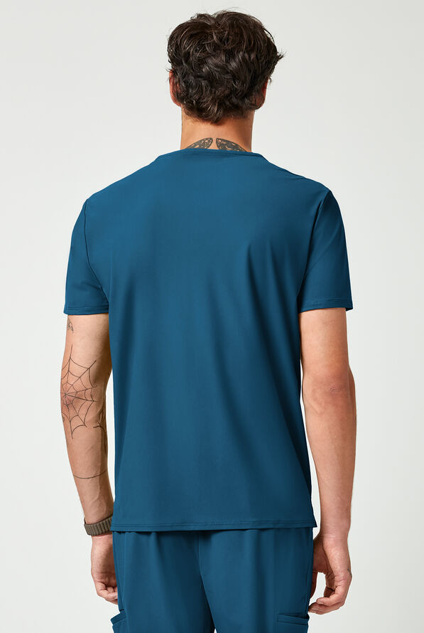 Camisa m&eacute;dica Infinity PURSUIT STRETCH con cuello en V y 3 bolsillos para hombre - Caribbean Blue - 4