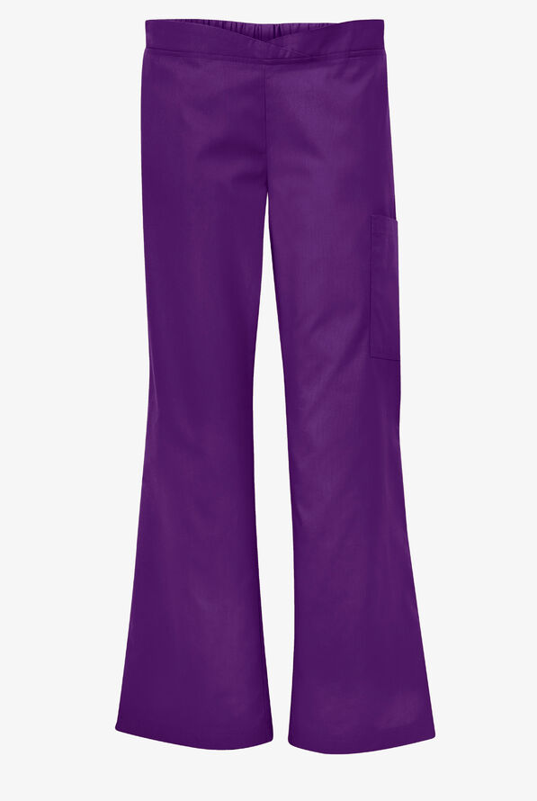 Butter-Soft Core Women's 4-Pocket Front Crossover Waistband Scrub Pants - Tall - Eggplant - 4