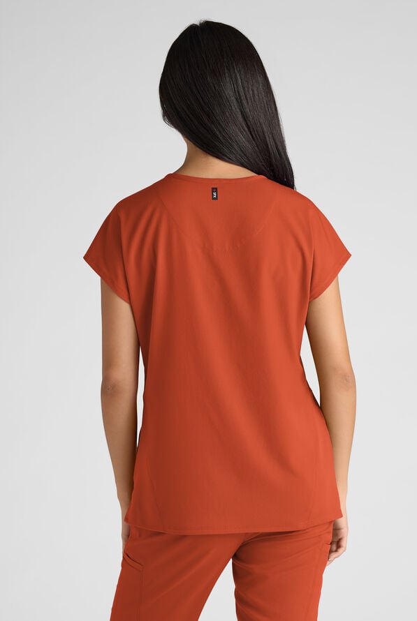 Blusa médica Grey's Anatomy by Barco Emerge Brylyn STRETCH con mangas dolmán y 2 bolsillos para mujer - Warm Sienna - 2