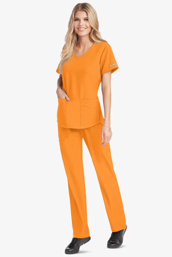 Skechers by Barco Breeze Women's 3-Pocket STRETCH V-Neck Scrub Top - Bright Marigold - 2