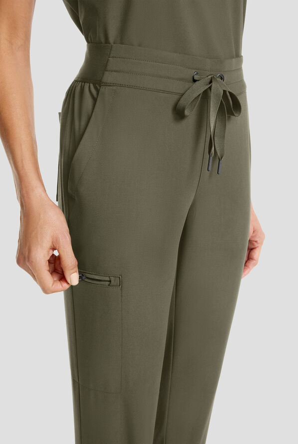 Healing Hands Quest Women's 5-Pocket STRETCH Drawstring Jogger Scrub Pant - Olive - 3