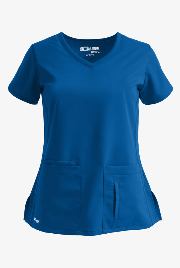 Grey's Anatomy by Barco Cora Women's 4-Pocket Crossover V-Neck Scrub Top - Royal - 1