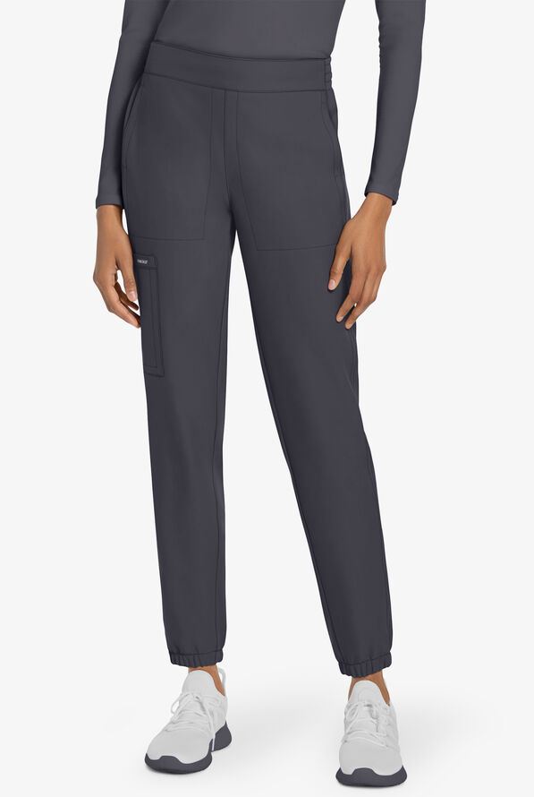 Cherokee Workwear Originals Ultra Women's 5-Pocket Drawstring Jogger Scrub Pants - Pewter - 1