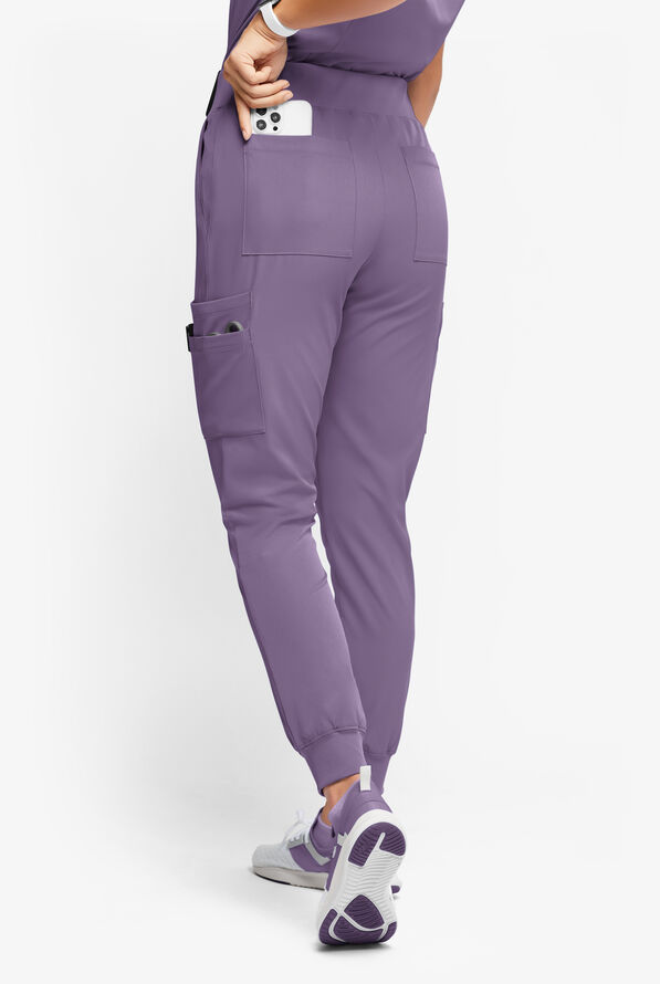 WhisperLite YARA Women's 10-Pocket Cargo Jogger Scrub Pants - Purple Dusk - 3