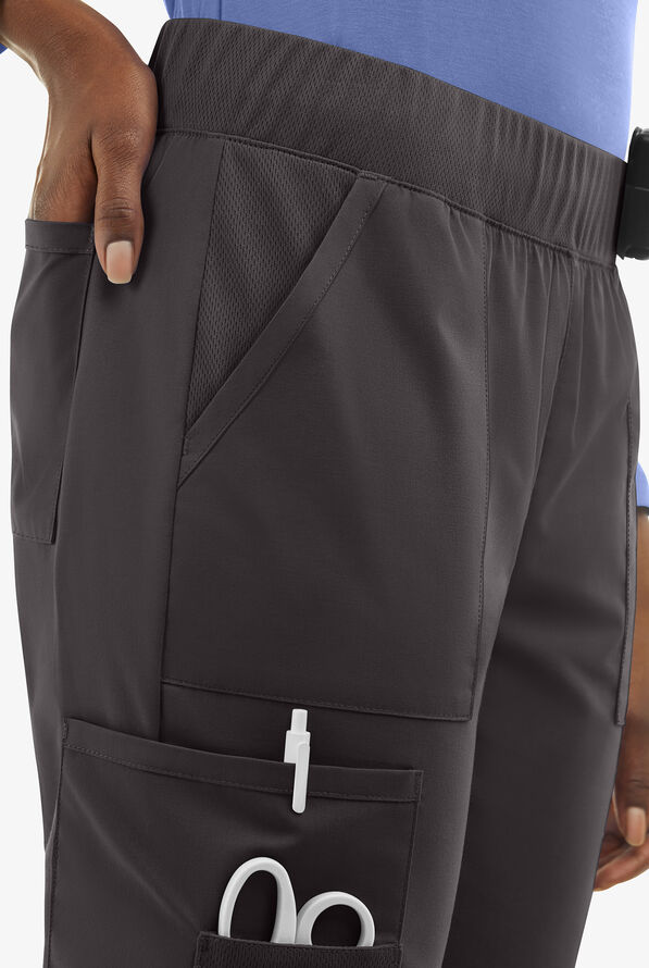 UA Exclusive Cherokee Workwear Professionals Active Women's 6-Pocket STRETCH Half Jogger Scrub Pants - Pewter - 4