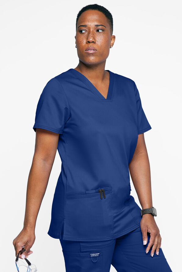 Cherokee Workwear Revolution Women's 3-Pocket STRETCH V-Neck Scrub Top - Galaxy - 2