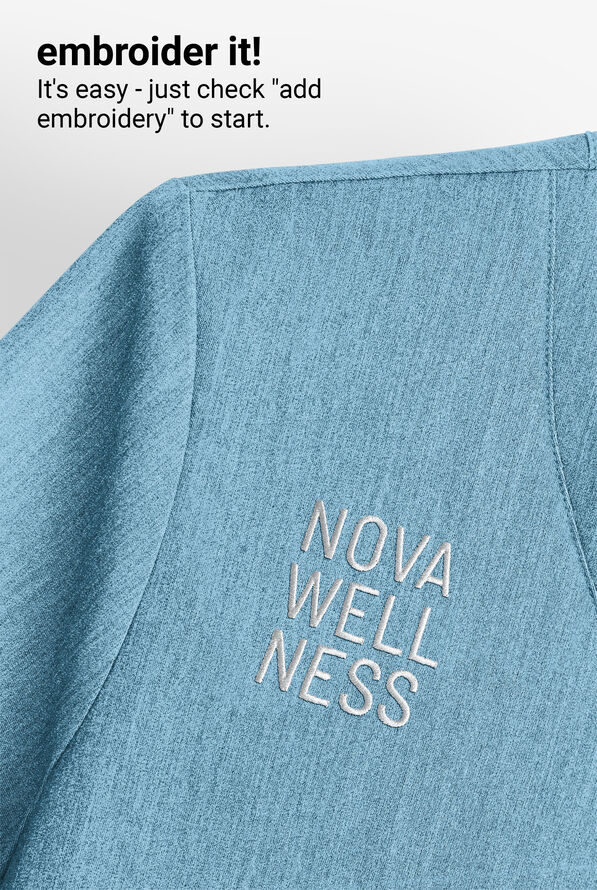 Med Couture Touch Women's 1-Pocket STRETCH Tuck In V-Neck Scrub Top - Blue Jean Baby - 4