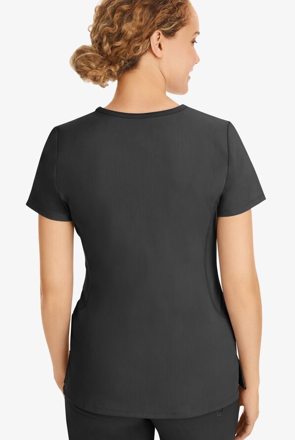 Healing Hands Purple Label Juliet Women's 2-Pocket STRETCH Princess Seam Scrub Top - Black - 4