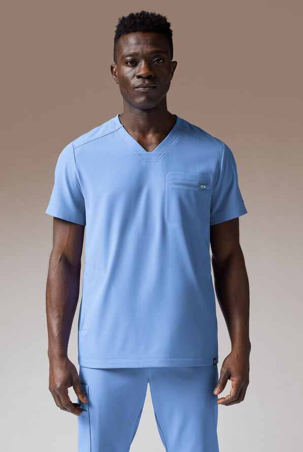 Hypothesis System 3 Men's 3-Pocket V-Neck Scrub Top - Ceil Blue - 2