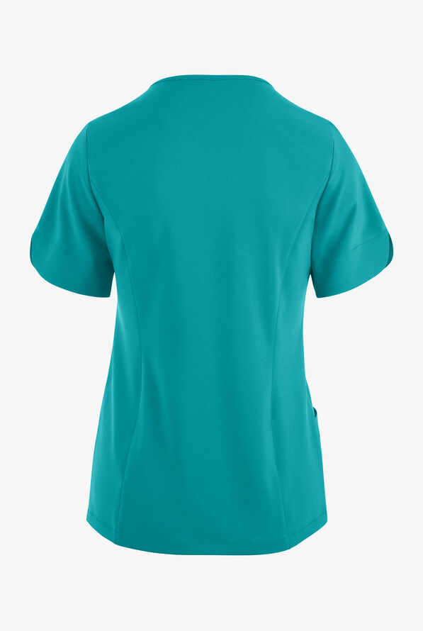 Easy STRETCH Aisha Women's 2-Pocket Sweetheart Neckline Scrub Top - Teal - 4