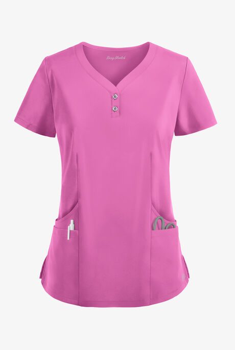 Easy STRETCH Demi Women's 4-Pocket Henley Scrub Top