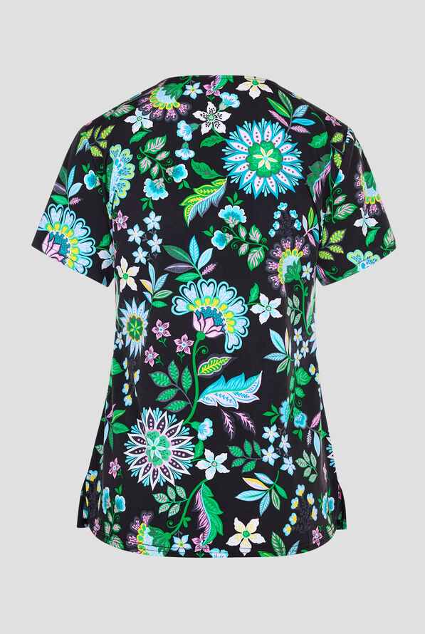 Blusa médica estampada Med Couture Boho Bliss STRETCH con cuello en V y 2 bolsillos para mujer - null - 2