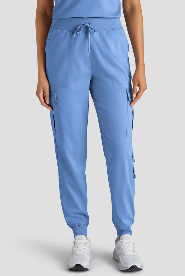 Butter-Soft STRETCH FLXTEK+ Women's 8-Pocket Cargo Jogger Scrub Pant - Ceil Blue - 1