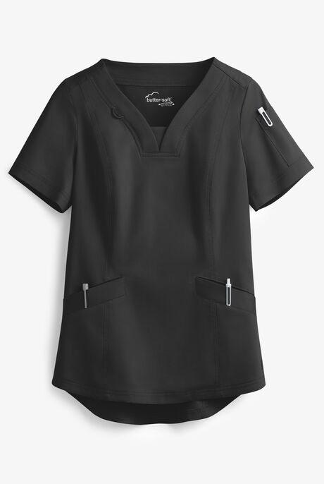 Butter-Soft STRETCH Women's 4-Pocket Feminine Curved V-Neck Scrub Top