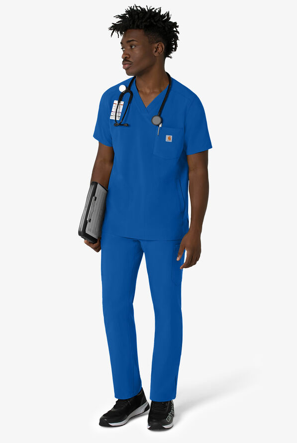 Camisa m&eacute;dica Carhartt Cross-Flex STRETCH con cuello en V y 3 bolsillos para hombre - Royal - 4