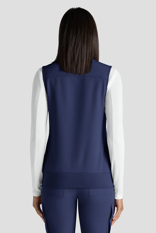 ReSurge Ebro Women's 6-Pocket Zip Front Stand Scrub Vest - Navy - 6