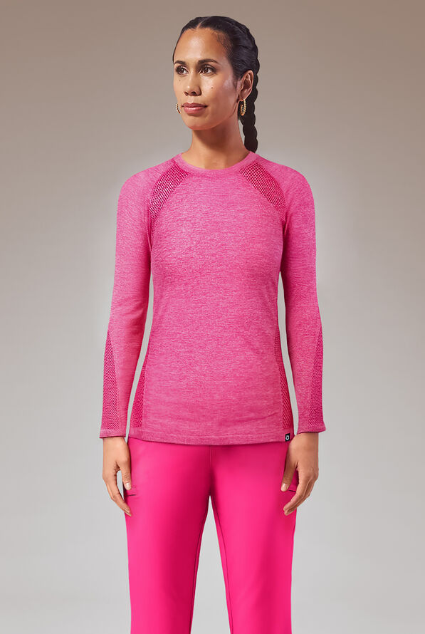 Hypothesis Inner K Contour Women's Long Sleeve Crew Neck Knit Underscrub - Reactive Pink - 3