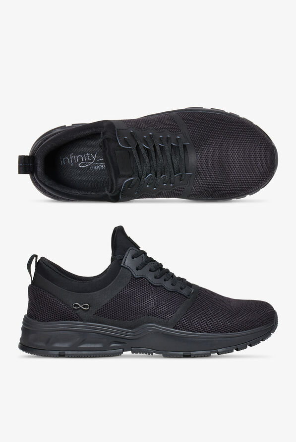 Infinity by Cherokee Men's Fly Black on Black Athletic Lace Up Shoes, Men's Nursing Shoes