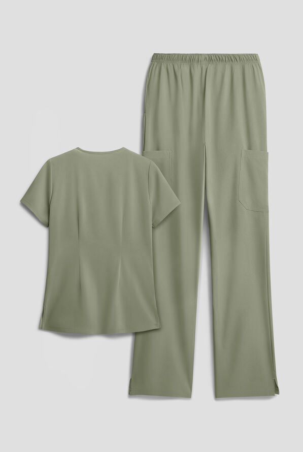 Easy STRETCH Women's 8-Pocket Scrub Set - Olive Leaf - 2