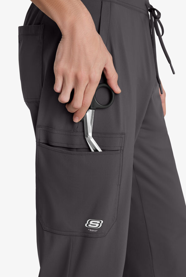 Skechers by Barco Slip-ins Rebound Men's 4-Pocket STRETCH Slim Straight Leg Cargo Scrub Pants - Pewter - 3