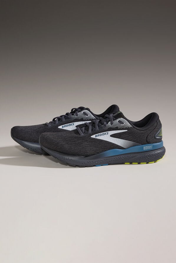 Brooks Men's Ghost 16 Black/Ebony/Blue Athletic Lace Up Nursing Shoes - null - 3