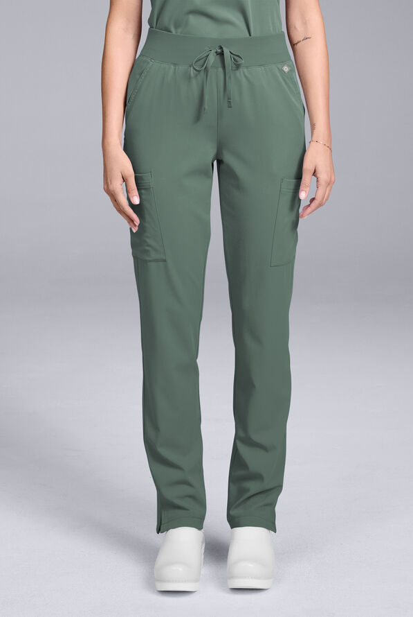 Hypothesis Women's Base 7-Pocket Straight Leg Cargo Scrub Pant - Olive - 1
