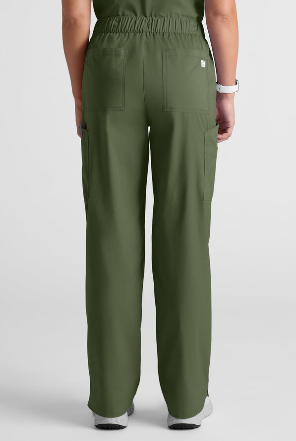 Butter-Soft STRETCH Women's 10-Pocket Straight Leg Cargo Scrub Pants - Light Olive - 5