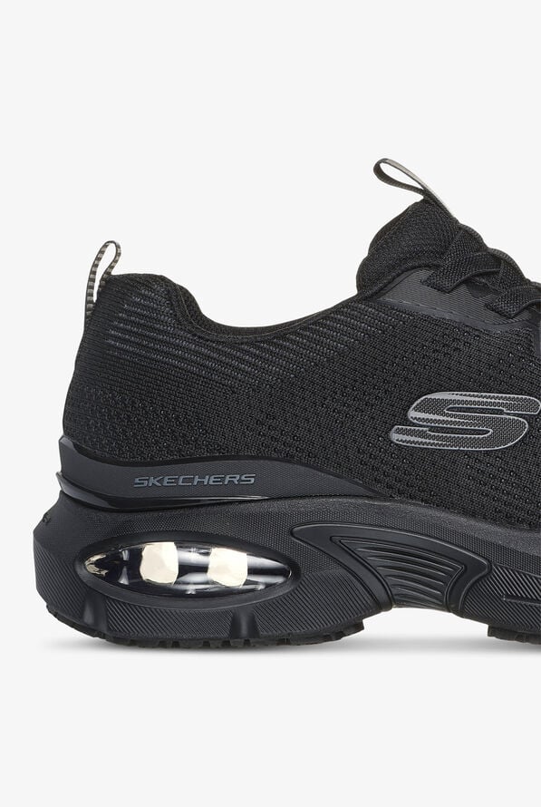 Skechers Work Men's SKECH-AIR VENTURA SR Black Bungee Athletic Slip On Shoes - Black - 4