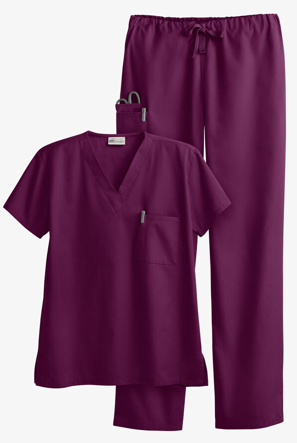 UA Best Buy Scrubs Unisex Scrub Set - Wine - 1
