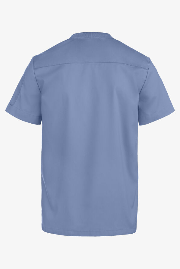 Advantage STRETCH Men's 2-Pocket Short Sleeve Henley Scrub Top - Ceil Blue - 5