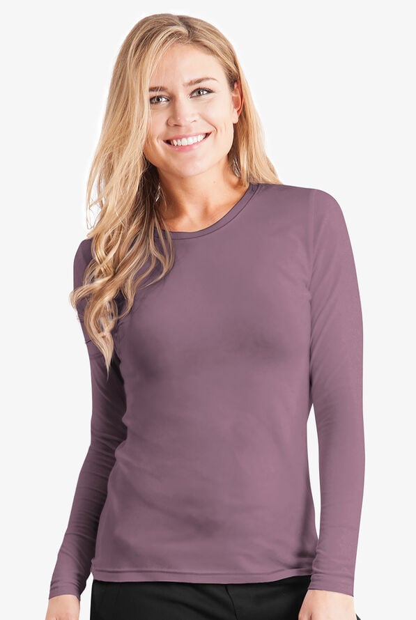 Healing Hands Melissa Women's STRETCH Long Sleeve Knit Underscrub - Elderberry - 2