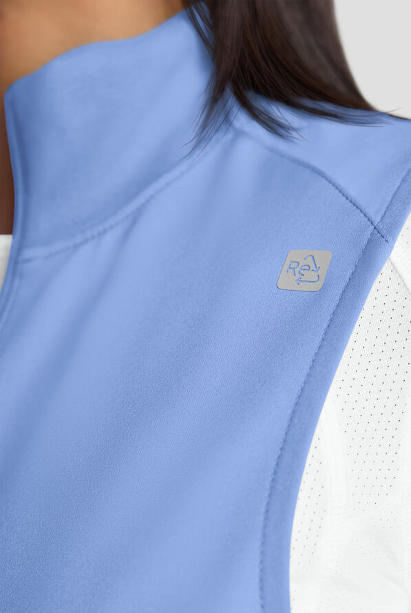 ReSurge Ebro Women's 6-Pocket Zip Front Stand Scrub Vest - Ceil Blue - 5