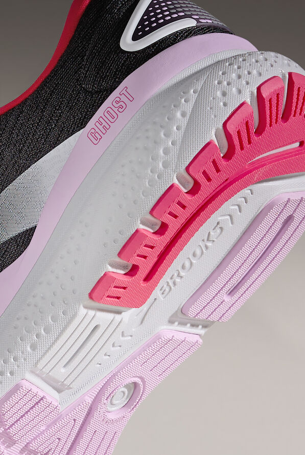 Brooks Women's Ghost 16 Black/Ebony/Raspberry Athletic Lace Up Nursing Shoes - null - 7