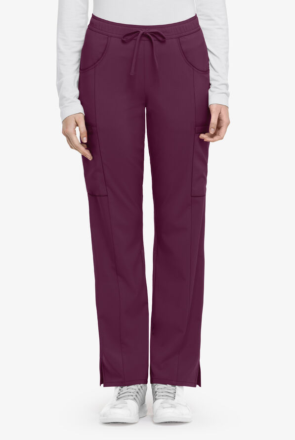 Dickies EDS Essentials Women's 7-Pocket STRETCH Drawstring Waistband Cargo  Scrub Pants - Wine - 1