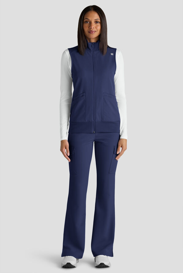 ReSurge Ebro Women's 6-Pocket Zip Front Stand Scrub Vest - Navy - 7
