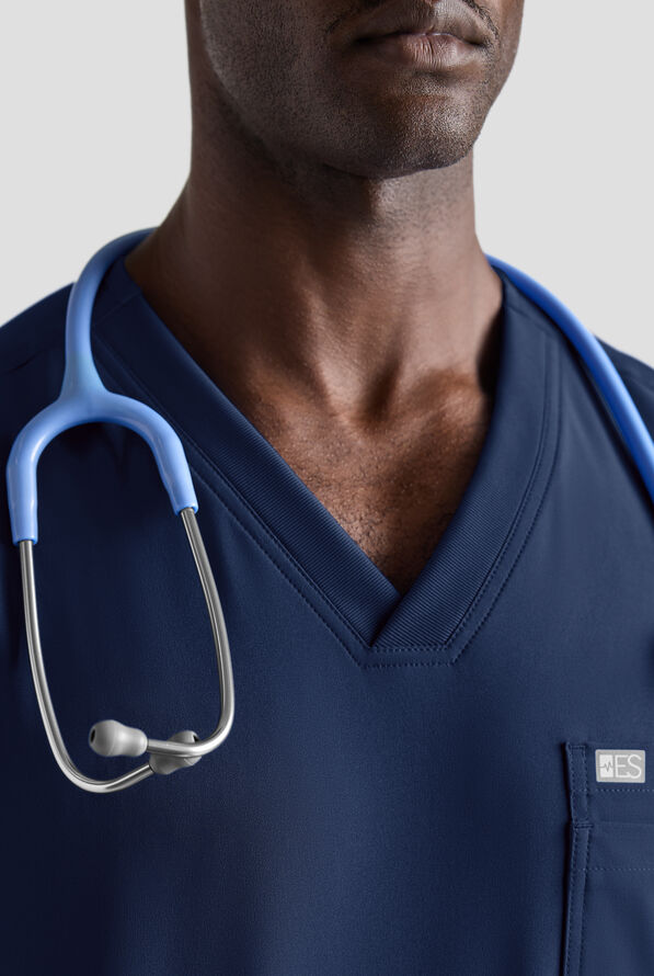 Easy STRETCH Men's 5-Pocket V-Neck Scrub Top - Navy - 3